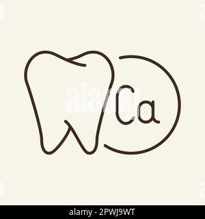 Calcium chemical element and bone icon. Vector clipart and drawing ...