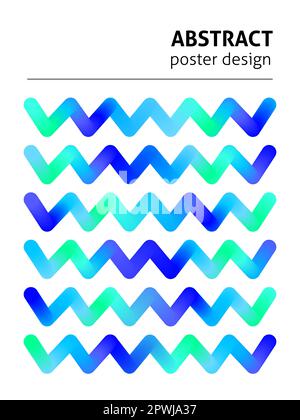 Blue Zigzag Poster Stock Vector