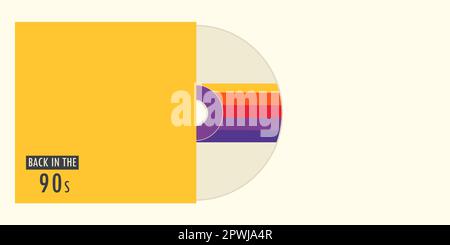 CD in a box labeled back to the 90s. Retro concept Stock Vector