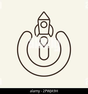 Rocket launch line icon Stock Vector