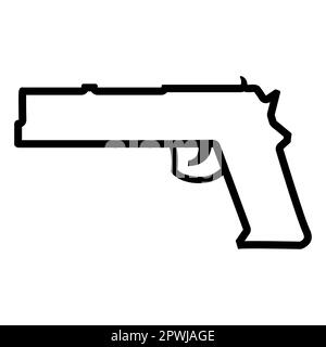 Pistol Gun Icon line Vector Illustration on the white Stock Vector