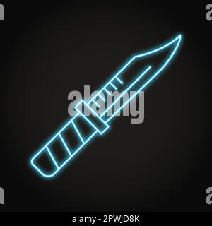 Army knife neon line icon. Military combat cold weapon symbol. Vector illustration Stock Vector