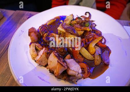 Close up stir fry squid with vegetables Stock Photo