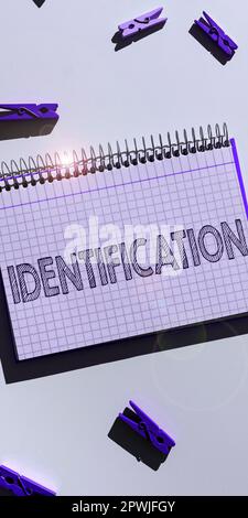 Inspiration showing sign Identification, Word for an action or procedure to identify someone or something Stock Photo