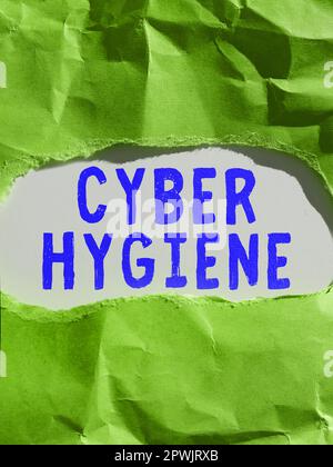 Text caption presenting Cyber Hygiene, Business concept steps that computer users take to improve their cyber security Stock Photo