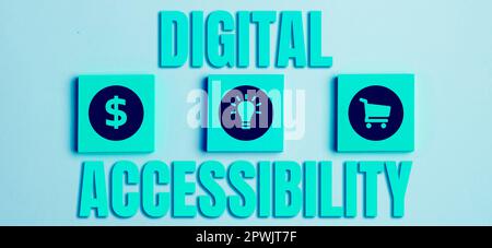 Text caption presenting Digital Accessibility, Business idea electronic technology that generates stores and processes data Stock Photo