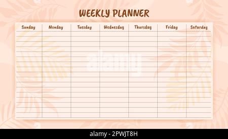 Weekly planner in tropical fox design Stock Vector