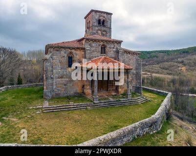 Church of San Martin Obispo in Jaramillo Quemado, a beautiful town in Spain belonging to the province of Burgos Stock Photo