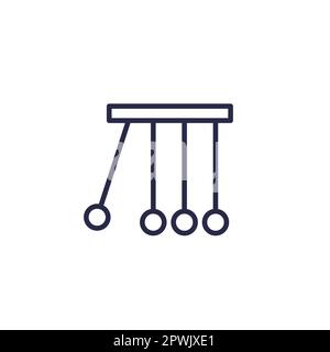 pendulum with balls line icon on white Stock Vector