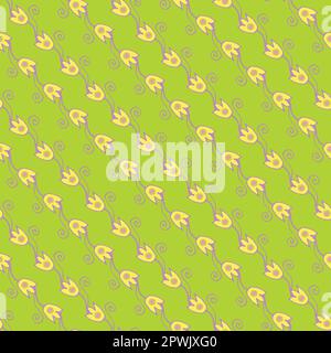 A stylized tulips stipes seamless vector pattern Stock Vector