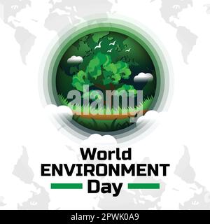 World Environment Day with a worldwide ecological illustration template Stock Vector