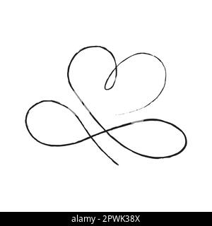 Black thin lines two hearts love infinity symbol on white background ...
