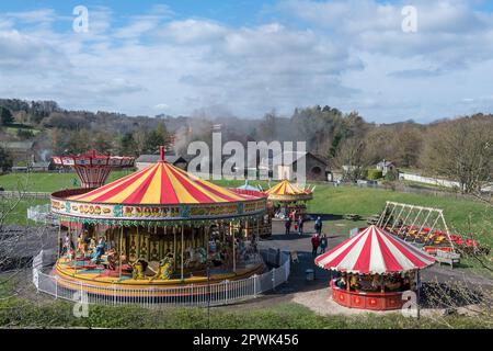 The Victorian fairground at Beamish Living Museum, North East England Stock Photo