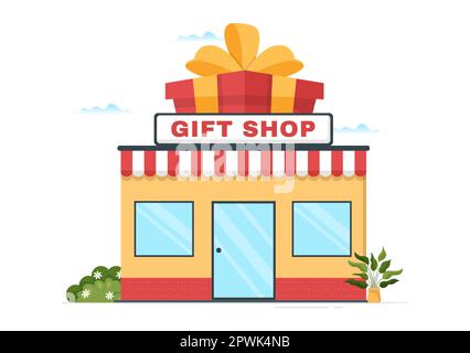 Souvenir Shop with Various the Gifts, Decorative Vases and Jewelry to Share by Friends or Family in Flat Cartoon Hand Drawn Templates Illustration Stock Photo