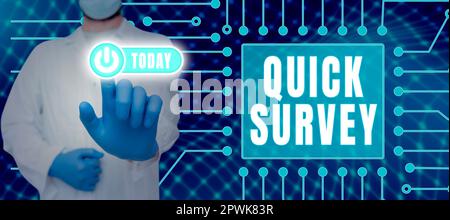 Handwriting text Quick Survey, Word Written on Conduct fast check on condition value situation of something Stock Photo