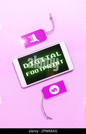 Handwriting text Digital Footprint, Word Written on uses digital technology to operate the manufacturing process Stock Photo