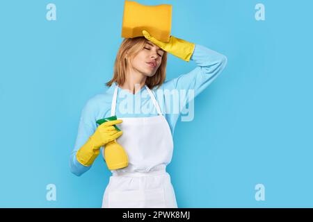 Smiling Russian Blonde Maid Cleaning In Domestic Kitchen With Sprayer Stock  Photo, Picture and Royalty Free Image. Image 62932244.