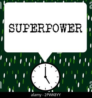 Conceptual display Superpower, Business idea a power or ability of a kind enables and enforces the bearer Stock Photo