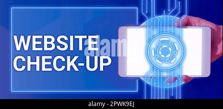 Conceptual caption Website Check Up, Business showcase an examination of a website to see if something is in order Stock Photo