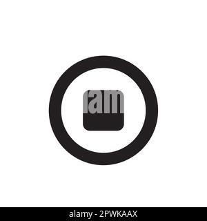Circular stop button on a white background with copy space Stock Vector