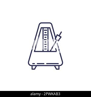 metronome with pendulum line icon Stock Vector