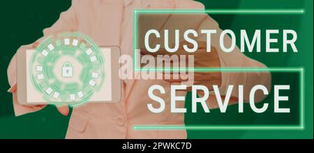 Text caption presenting Customer Service, Business concept process of ensuring customer satisfaction with a product Stock Photo