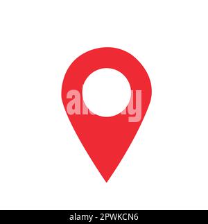 Red and white location icon on a white background with copy space Stock Vector