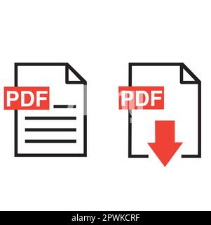 Pdf format document signs on a white background with copy space Stock Vector
