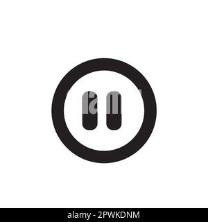 Circular pause button on a white background with copy space Stock Vector
