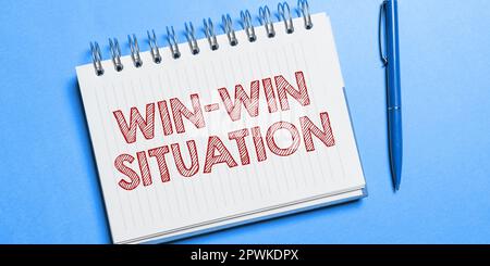 Text sign showing Win Win Situation, Word Written on situation where all the parties benefit one way or another Stock Photo