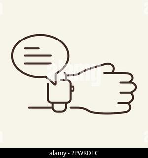 Smartwatch message line icon Stock Vector