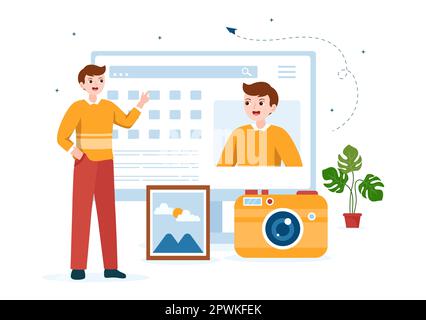 Personal Portfolio with Profile Data, Resume or Self Improvement to Attract Clients and Employers in Flat Cartoon Hand Drawn Templates Illustration Stock Photo