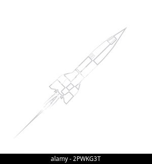 V2 German World War 2 Rocket launch line drawing sketch Stock Photo