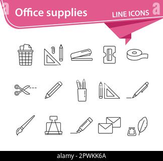Office supplies icon set Stock Vector