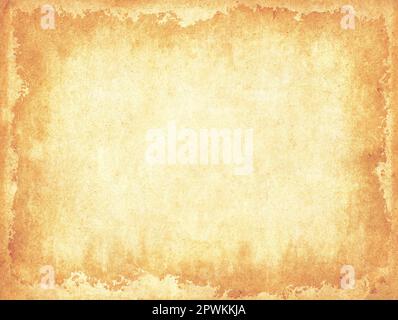Background with grunge texture of the old soiled paper. Horizontal banner with paper texture of yellow color Stock Photo
