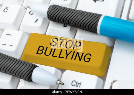 Sign displaying Stop Bullying, Word for Fight and Eliminate this Aggressive Unacceptable Behavior Stock Photo