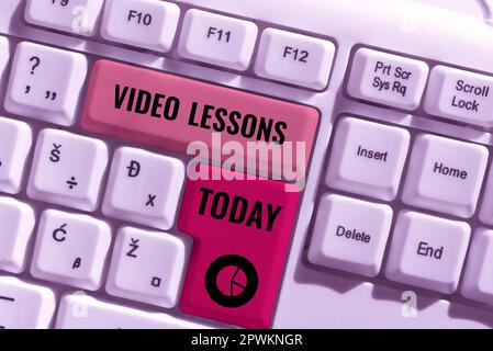 Text caption presenting Video Lessons, Business showcase Online Education material for a topic Viewing and learning Stock Photo