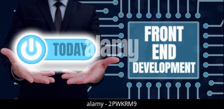 Hand writing sign Front End Development, Business approach Altering data to graphical interface for user to view Stock Photo