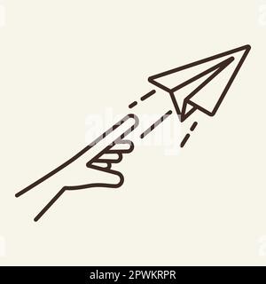 Throwing paper plane line icon Stock Vector