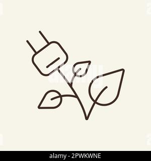 Flower with plug line icon Stock Vector