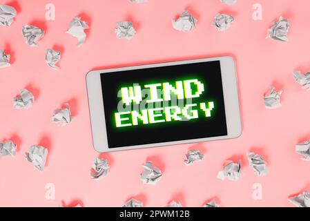 Writing displaying text Wind Energy, Conceptual photo the process by which wind is used to generate electricity Stock Photo