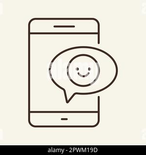 Mobile smile line icon Stock Vector