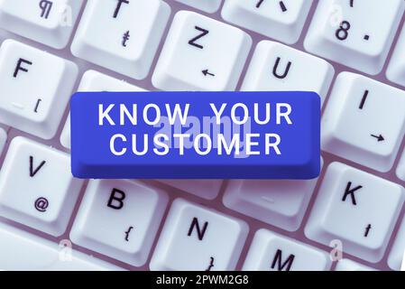 Conceptual caption Know Your Customer, Word for Marketing creating a poll improve product or brand Stock Photo
