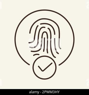 Confirmed fingerprint line icon Stock Vector