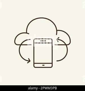 Syncing with mobile phone line icon Stock Vector