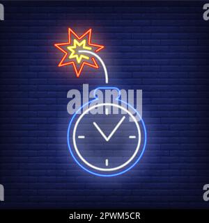Timing bomb neon sign Stock Vector