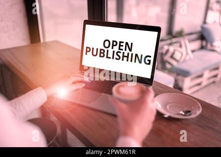 Text caption presenting Open Publishing, Word for online access to many public domain and out-of-print books Stock Photo