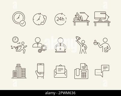 Weekday line icon set Stock Vector