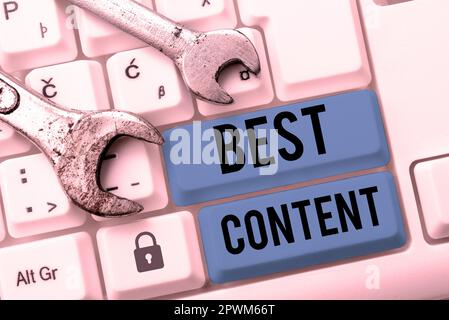 Sign displaying Best Content, Internet Concept Information and ...