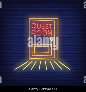 Quest room neon sign. Red letters Stock Vector